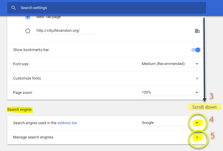 Manage Chrome Search Engines – City Of Evanston Technology Service Portal